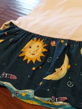 Vintage 90s Celestial Baby Nursery Crib Toddler Bed Skirt Cotton